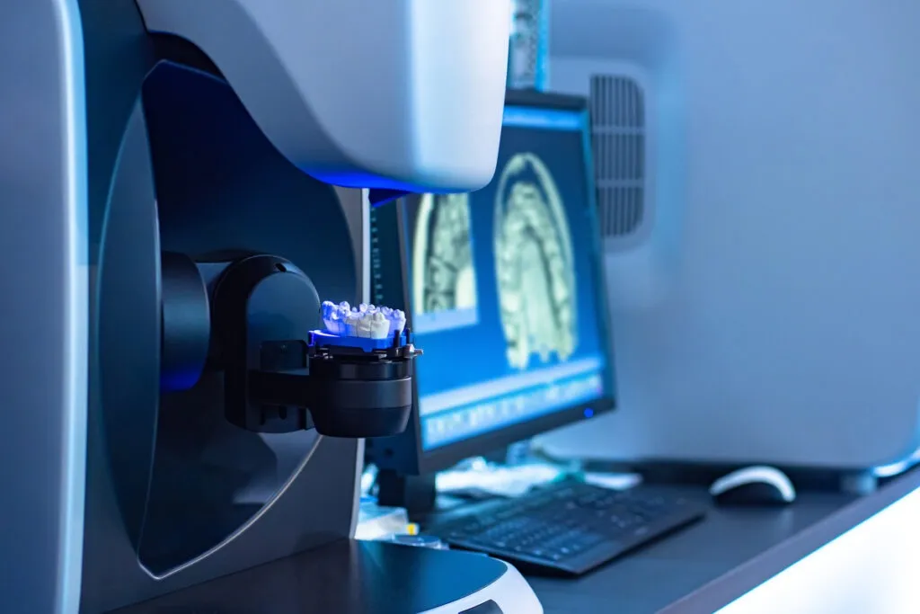 Workplace dental technician. Production of dental crowns. Millin
