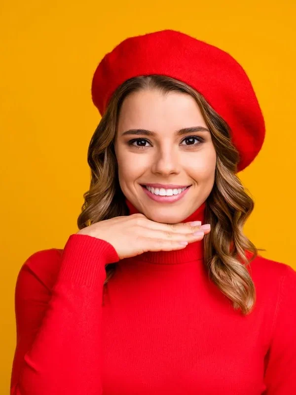 Close-up portrait of her she nice-looking attractive lovely fashionable, cheerful cheery wavy-haired girl showing perfect skin isolated on bright vivid shine vibrant yellow color background