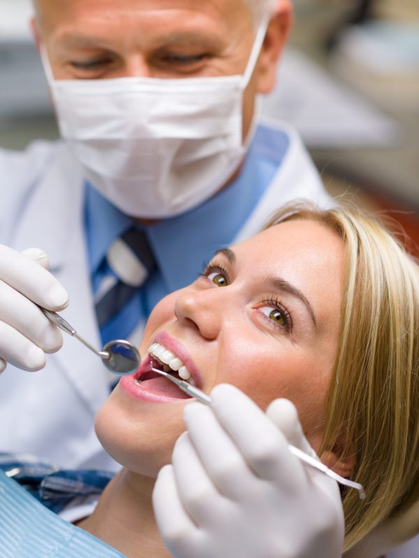 White teeth woman patient at the dentist decay prevention